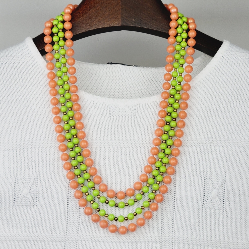 Vintage Peach and Lime Beaded Necklaces